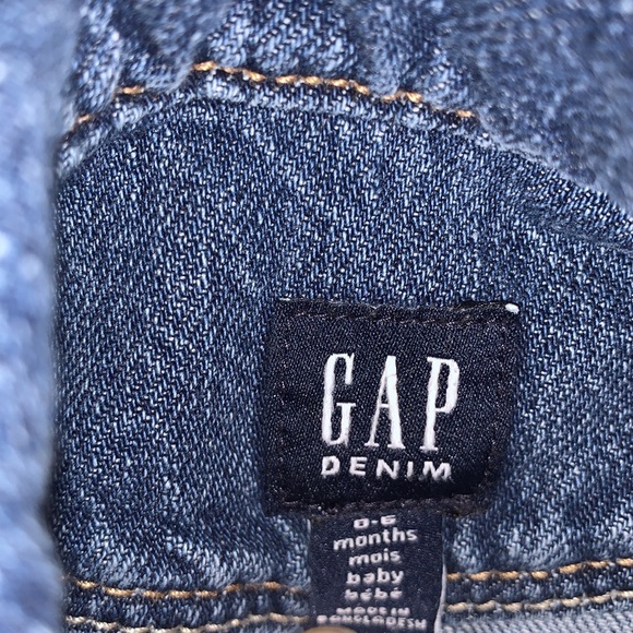 Baby Gap Jean Jacket Denim Ruffle Cap Short Sleeve Snap Logo Button Baby 0-6 Mth - Picture 4 of 6